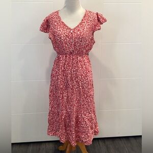 XL Floral Red Dress